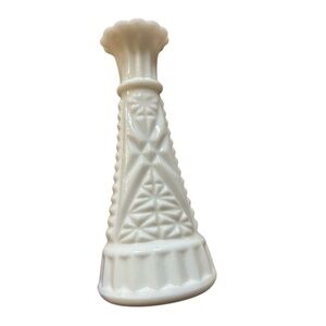 White Textured  milk glass bud vase